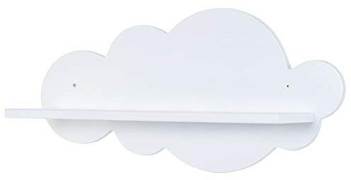 Bainba - Étagère Murale Enfant Nuage Blanche pour Chambre bébé et Enfant - 39 x 22 cm - Finition MDF laqué Blanc