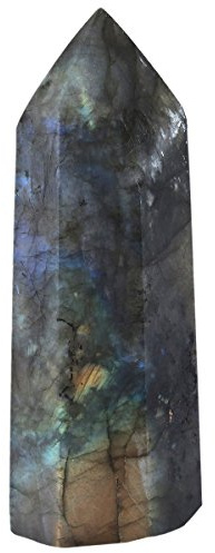 mookaitedecor Healing Crystals Point Wand Hexagonal Faceted Prism Stone | Labradorite Faceted Crystal Point Wand, Wicca Altar Pocket Stone, Divination Meditation, Home Office Decor