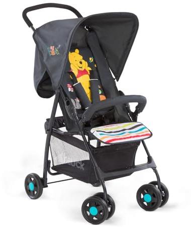 hauck Buggy Sport, Disney Pooh Geo svart – fjäderlätt resevagn 5,9 kg – med liggfunktion för barn från födseln upp till 15 kg – liten hopfällbar, stor shoppingkorg upp till 3 kg
