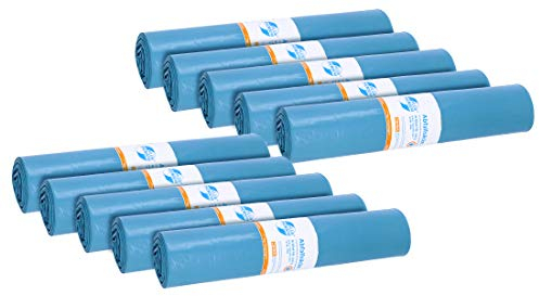 10er SET DEISS 10213 - PREMIUM - 120 Liter Abfallsäcke Typ 60 BLAU - 25 Stk. auf Rolle/Recycling-LDPE/Emil Deiss/Abfallsäcke/Typ 60