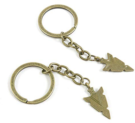 10 Stück antiker Bronze-Ton Schlüsselanhänger Schmuck Verschlüsse Lieferanten H4OO6K Pfeilspitze Pfeil Kopf