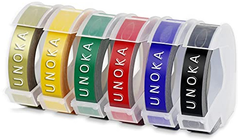 Nastro di ricambio compatibile per etichette Dymo 3D per etichette in rilievo nero/blu/rosso/giallo/verde/oro, 9 mm, colore per etichette Dymo Label Maker Organizer Xpress Pro 12965, confezione da 6