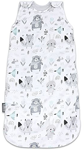 Baby Schlafsack Innenschlafsack für Neugeborene und Kleinkinder - aus 100% Baumwolle - ToG 2.5 - Ganzjährig Babyschlafsack für Sommer & Winter - Anpassbar 60/75 cm - Animaland