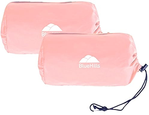 BlueHills Ultra Compact Travel Blanket 2 Pack Large Soft Cozy Portable Blanket Sheet with Carry Case and for Flight Airplane Car Layover Camping Hotel C206-2PK-Pink
