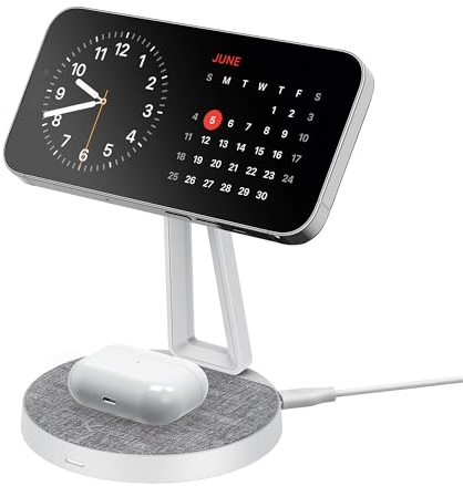 XLayer MagFix Pro 2-in-1 Ladestation Apple Wireless Charger I Standby I Magsafe Kompatibel I Magnetisch I Ladegerät I kabelloses schnelles Laden von iPhone 16 15/14/13/12/11 Pro Max Plus, AirPods