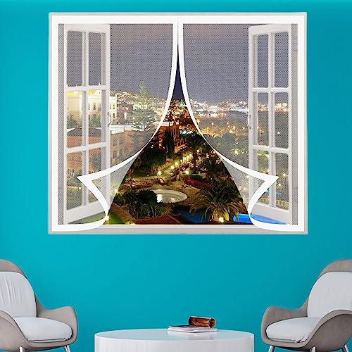 Moustiquaire Filet de Fenêtre 65 x 125 cm pas de perçage ni de vissage pour fenêtre de toit, Blanc