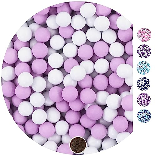 EinsSein 1kg Chocolat Dragees perles mariage Mix petit blanc-lilas brillant 1 cm - dragées baptême communion amandes feter et recevoir fêter de fete couleur pas cher aux bombe