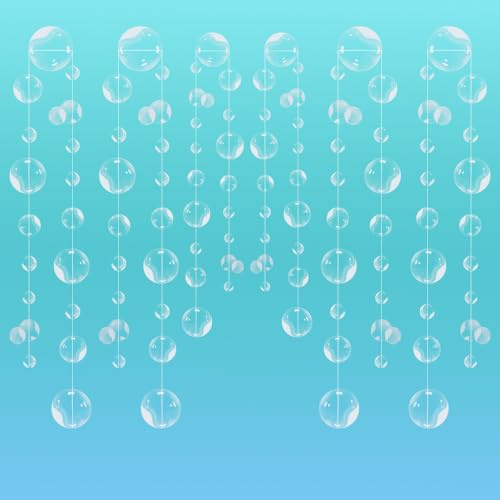 6 Pezzi Ghirlanda di Bolle Bianche, Decorazioni PVC per Festa di Compleanno Sirena, Ghirlanda 3D con Taglio a Bolla Sotto il Mare per Festa di Compleanno dei Bambini, Forniture per Feste di Compleanno