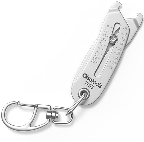 Olsa Tools Bolt Size Finder Keychain - Precision with Accurate Metric (8-25mm) and SAE (5/16 to 1) Measurements - Bolt Gauge - Dual-Sided - Portable Design - Gifts For Mechanics - Part: 1753