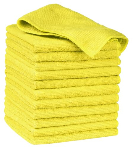 Uxcell Microfiber Absorbent Reusable Cleaning Cloth for Kitchen Window Car | Cloths. For dishes, countertops, windows. Lint-free, scratch-free, quick-drying. Yellow 30cm x 30cm