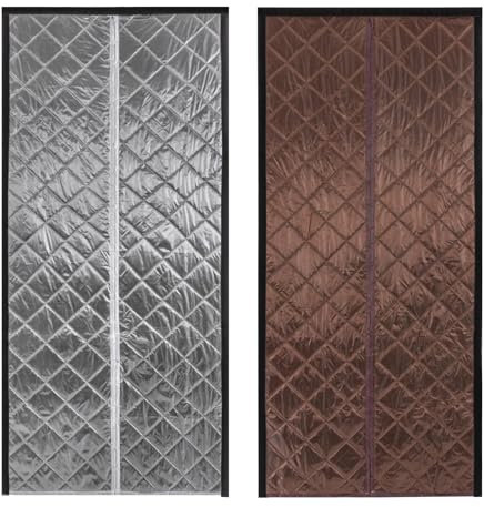 Magnetic Thermal Insulated Door Curtain Magnet Center Opening Doorway Waterproof PVC Insulation Cover Screen Auto Closer for Winter Windproof Heavy Soundproofing Oxford Cloth 38 (Gray)