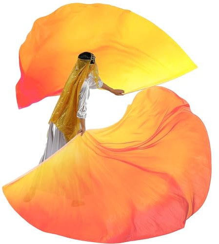 MUNAFIE 2 bannières de louange en forme de demi-cercle, drapeaux de danse colorés avec tige flexible pour performance de danse à l'église #2 JAUNE-ORANGE-ROUGE
