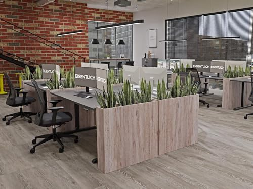 Eigentlich Pflanzkasten Raumteiler Indoor 80x77x18cm, Eiche modern | Sichtschutz Büro Schreibtisch-Zubehör, Pflanzenbehälter, Holz, ohne Gefäß