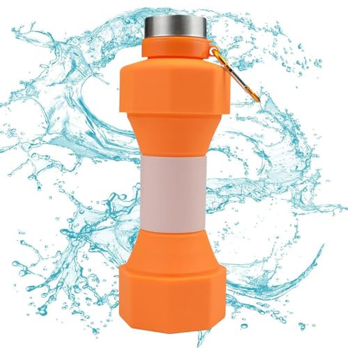 Silicone Water Bottle, Training Water Bottle | Silicone Drinking Bottle with Dumbbell, Large Capacity Portable Water Bottle for Gym, Outdoor Activities, Camping