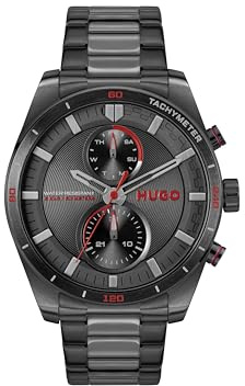 HUGO Multi Zifferblatt Quarz Uhr für Herren Kollektion #FAST mit Edelstahl- und Lederarmband