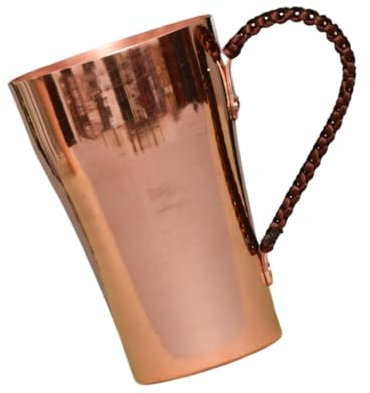 KESOTO Pure Copper Cup Moscow Mule Cup 14 oz Copper Water Cocktail Cup Copper Coffee Mug for Tea, Drinking Gifts for Friends Family, Handwash, Vintage Copper Finish for Home Bar Parties, with Handle