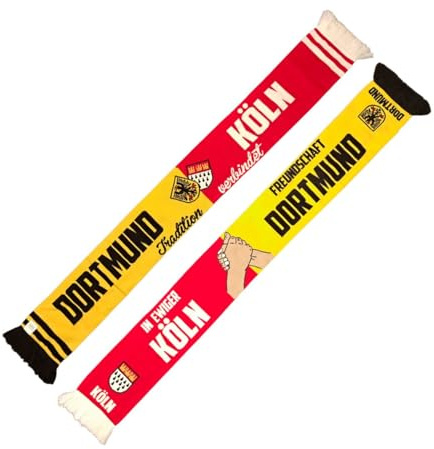 Wallitschek Schal Freundschaft DORTMUND+KÖLN I, Fussball, 1909, 1948, Fanschal, Strickschal, besonders kräftige Farben, extra weiche Qualität, **VERSAND GRATIS**