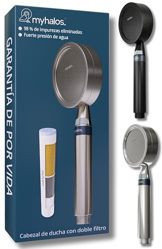 MyHalos Handheld Shower Filter, High Pressure, Removes Chlorine | Reduces Chlorine & Heavy Metals, Easy Install, Universal Fit, Hard Water Use, No Tools