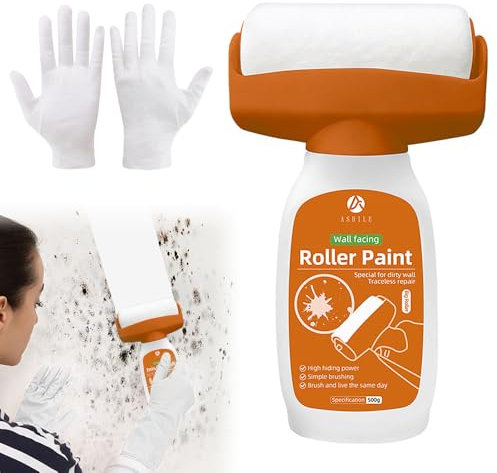 SKIKHN Rullo Bianco Per Ritocchi Muro,500g Roller Paint con Guanti,Rullo per Pittura Vernice Bianca,Piccolo Rullo per la riparazione della parete Rullo di Pasta per Rimuovere Macchie Parete Graffiti