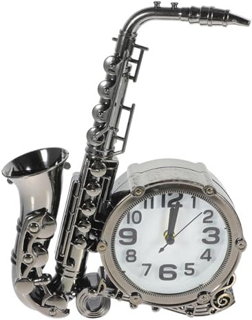 ABOOFAN Retro Saxophon Wecker Analoguhr Vintage Design Kleine Schlafzimmer Dekoration Langlebig Ohne Batterie Zufallsfarbe