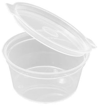 100 und, Tarrina salsera transparente con tapa, 30cc, 1oz plastico redonda, Ideal para Salsas, condimentos, cremas, Ideal para takeaway (Tarrina 1,5oz)
