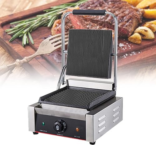 Commercial Steaks Grill, 1800W/3600W Electric Sandwich Panini Maker, Stainless Steel Single/Double Press Grill, with Temp Control,811A-110V