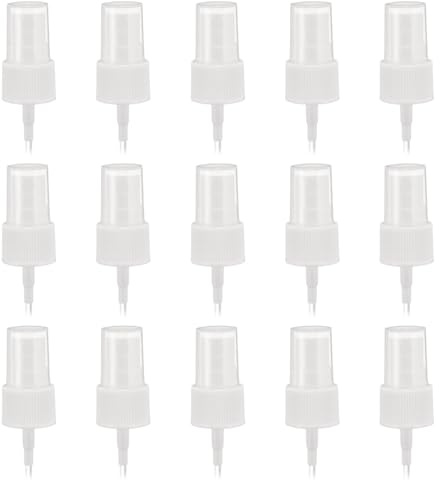 sourcing map 50 piezas de rociador blanco, pulverizador de niebla fina 20/410, reutilizable, botella de repuesto de plástico para aceite esencial, botella de spray para cabello y cuerpo