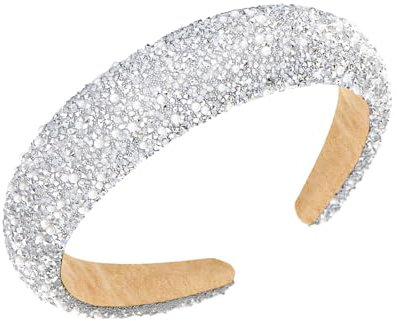 TOKSEO Haarreifen Damen Breit, Glitzer Strass Haarreif Silber, Haarreif Glitzer, Haarband für Frauen, Hochzeit Braut Haarschmuck