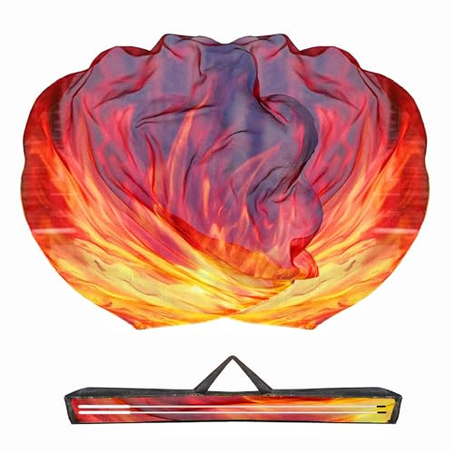 Baisdan 137 cm x 137 cm brandtillbedjan flaggor för danskyrka, tillbedjan flaggor för dans med flexibla stänger och förvaringsväska, orange-röd-svart