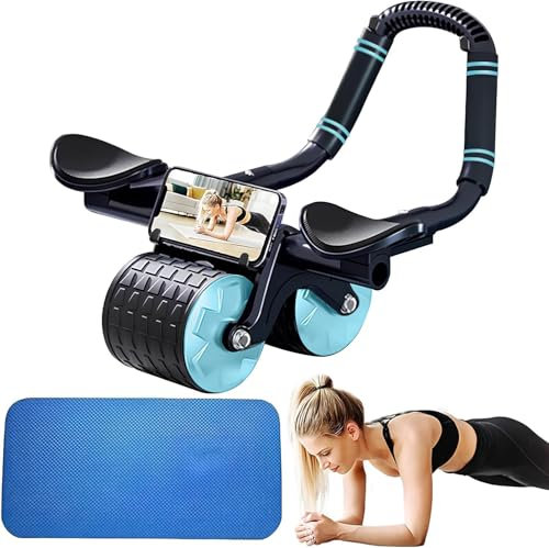 Homavit Ab roller, Bauchroller, Bauchtrainer roller mit gepolsterter Kniematte,zum training der coremaster, Bauchmuskelroller, für reisen und hause, für männer und frauen (Blau Schwarz)
