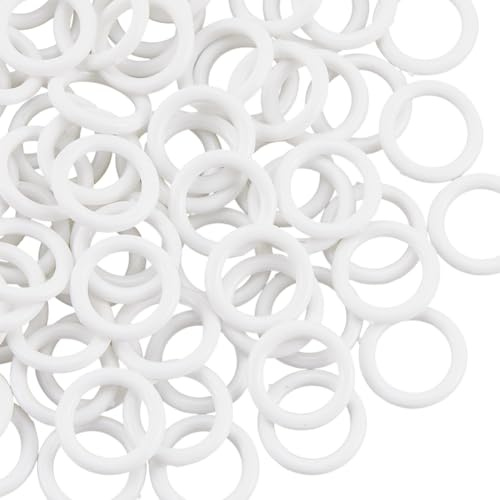 CREATCABIN 100 Pcs White Roman Curtain Rings O Rings Plastic Rings 15mm for Roman & Cafe Shades Circle Hook Craft Tool Hardware for DIY Blinds Handbag Car Seat Manual Handbag Home Bathroom Office