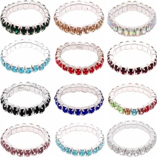 Generisch Lot de 12 coquetiers en silicone (12 couleurs) - Bagues d'orteil élastiques avec cristaux - Couleurs mélangées - Bijoux de corps, taille unique, Alliage de zinc, Aucune pierre précieuse