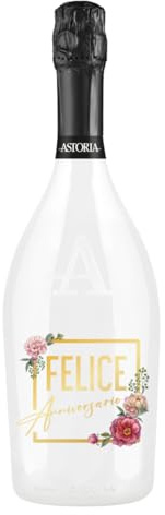BRANDGIFT.IT Bottiglia Personalizzata Anniversario Matrimonio Astoria Spumante Brut 75 ml Perlage Fine Persistente Sapore Fitto Ed Equilibrato Bottiglia Prosecco Personalizzata Regalo Anniversario
