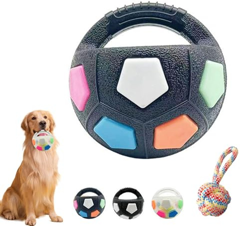 Generisch Anti Stress Ball Hund, Hundeball Unzerstörbar Mit Griff, Interaktiver Spielball FüR Hunde, mit Quietscher, Soft Rubber Teeth Cleaner Für Mittlere Große Hunde (B)
