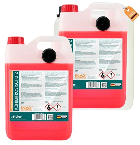 INOX 2x5L Kühlerfrostschutz IG12+ ReadyMix -35°C | G12 Kühlmittel gebrauchsfertig | Frostschutzmittel & Kühlflüssigkeit für Auto, PKW & Nutzfahrzeuge | Ganzjahresschutz