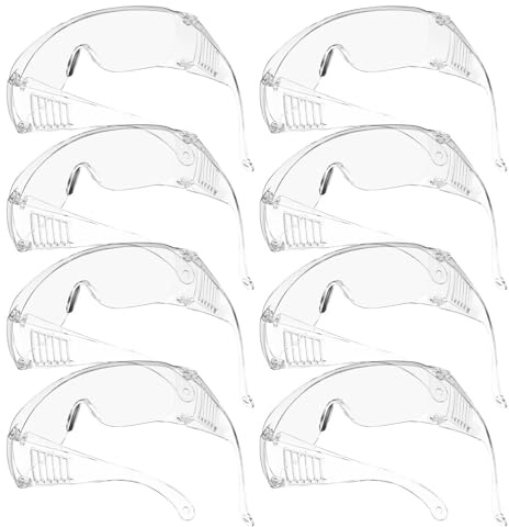 KOMBIUDA Juego de 8 Gafas de Seguridad Antipolvo de PC Ligeras y Transparentes Protección Ocular para Trabajo Laboratorio y Construcción Unisex Diseño Rejilla para Uso Industrial y