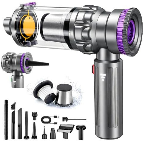 28000Pa Autostaubsauger, 4-in-1 Handstaubsauger Auto Akku Kabellos - Silber
