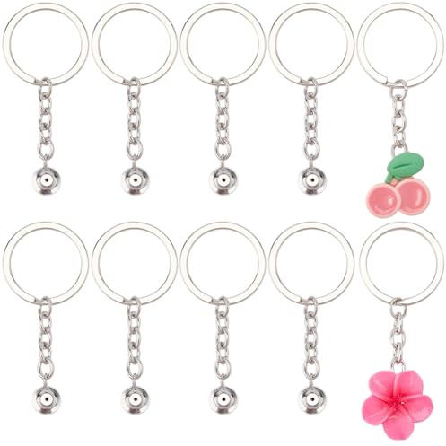 SUNNYCLUE 1 Box 10pcs Pin Badge Display Keychain Brooch Converter Pin Silver Portable Pin Brooch Badges Displaying Key Chains Holder Converters for Bag Charms Women Backpack Hanging Show Ornamens