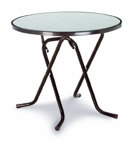 BEST 26528010 Scherenklapptisch Primo rund 80 cm, braun marmoriert