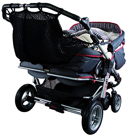 Sunnybaby 850120519 Kinderwagen-Einkaufsnetz für Zwillingswagen mit Sichtschutz, schwarz