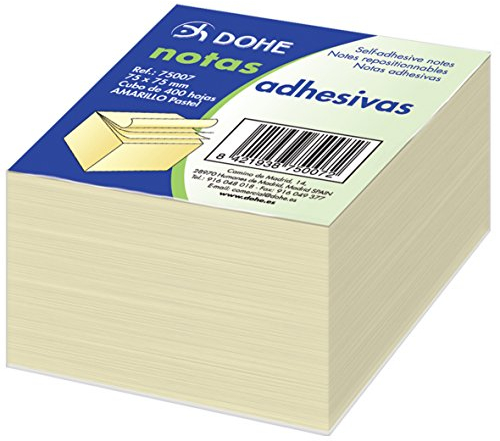 Dohe 75007 Notizzettel, selbstklebend 75 x 75 mm, Gelb, 400 Blatt, Mittel