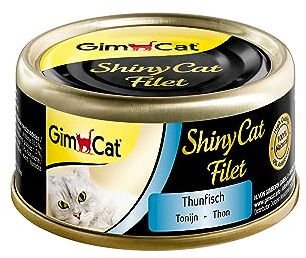 GimCat ShinyCat Filet Thunfisch - Katzenfutter mit saftigem Filet ohne Zuckerzusatz für ausgewachsene Katzen - 24 Dosen (24 x 70 g)