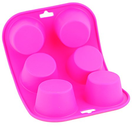 Selecto Bake 6 Cup Silicone Bun/Muffin Mould Cupcake Yorkshire Pudding Non Stick Tray Baking (Pink)