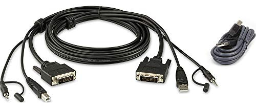 ATEN DVI to DVI Cable 6 FT DVI Male to Male Dual Link DVI-D Audio USB Combo Cable Kit for PC Desktop Monitor Projector Gaming Server Computer Monitor - Black - Gold Shielding