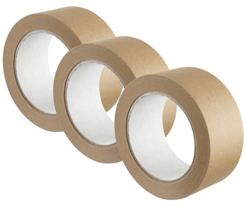 GTSE Lot de 3 rouleaux de ruban adhésif en papier kraft, 48 mm x 50 m, pour emballage et emballage écologiques