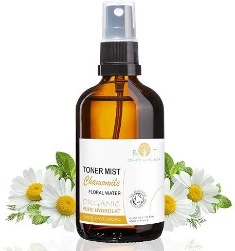 B.O.T cosmetic & wellness BIO Eau de camomille romaine bio. Eau de Camomille Soin des Peaux Sensibles (Visage & Corps), Bébé, Cheveux & Maison. Tonique pour le visage 100% naturel et pur - 500 ml