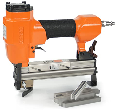 KAMSIN V1015 pneumatischer V-Nagler Kit mit 4000 Stück V-Nägeln (7mm), 30 gauge, Druckluftnagler für Bilderrahmen