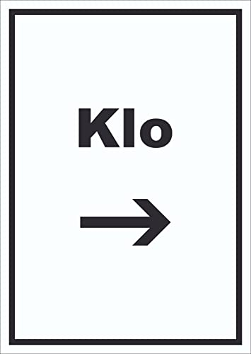 HB-Druck Klo Schild mit Text und Richtungspfeil rechts WC Toilette hochkant A0 Rückseite selbstklebend