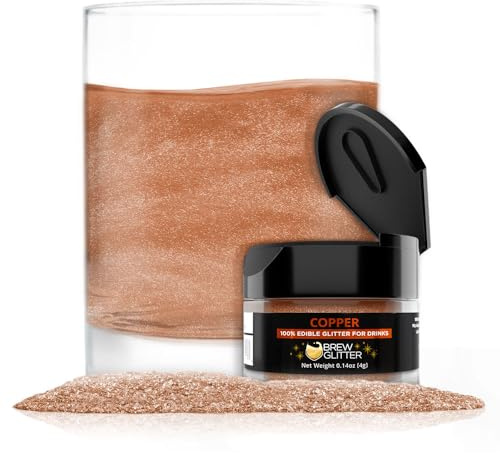 Kupfer-Glitter, essbarer Glitzer für Getränke, Cocktails, Bier, Garnier-Glitzer und Getränke, koscher und Halal-zertifiziert, 100 % essbar und lebensmittelecht, vegan, gluten-, nussfrei (Kupfer)