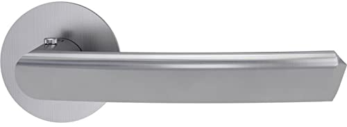 GRIFFWERK Türgriffgarnitur Crystal mit Flachrosette rund und Schließart smart2lock 2.0 Edelstahl matt Rechts